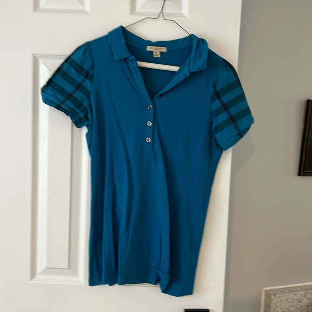 Burberry Brit polo shirt. Size M, EUC teal blue
